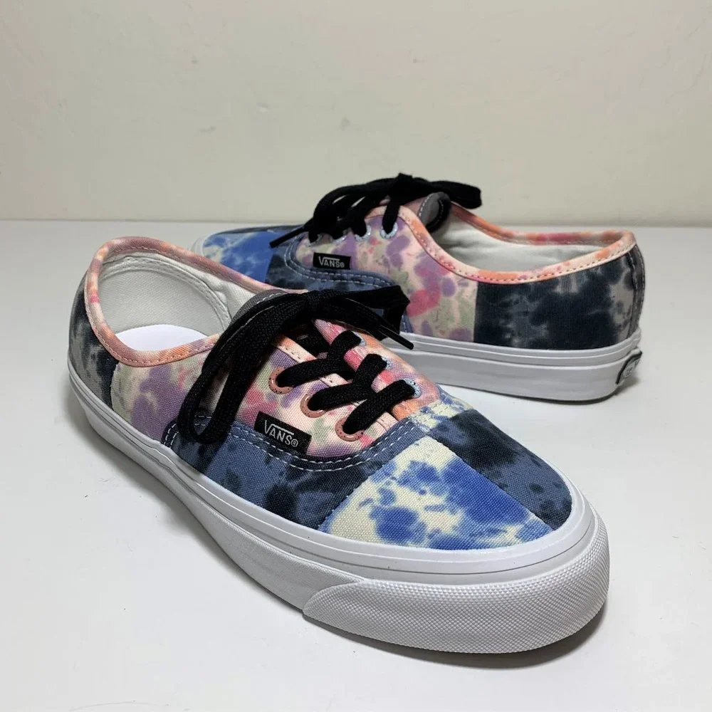 Vans Authentic 44 DX Tie Dye Sneakers Anaheim Factory Low Top Patchwork Size 6.5